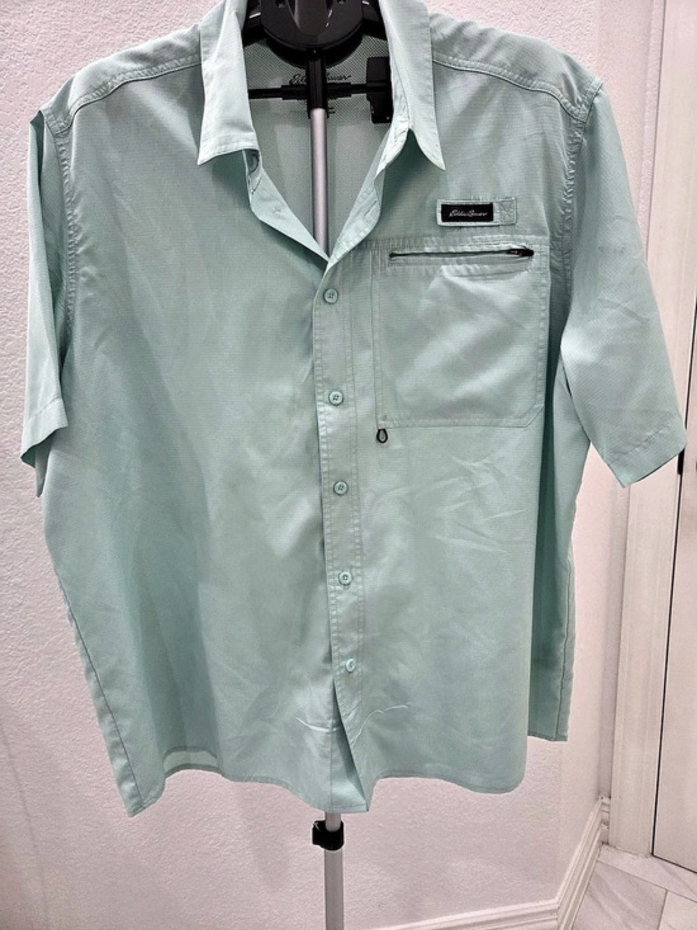 Eddie Bauer Men's Fishing Shirt Vented Short Sleeve Green XXL